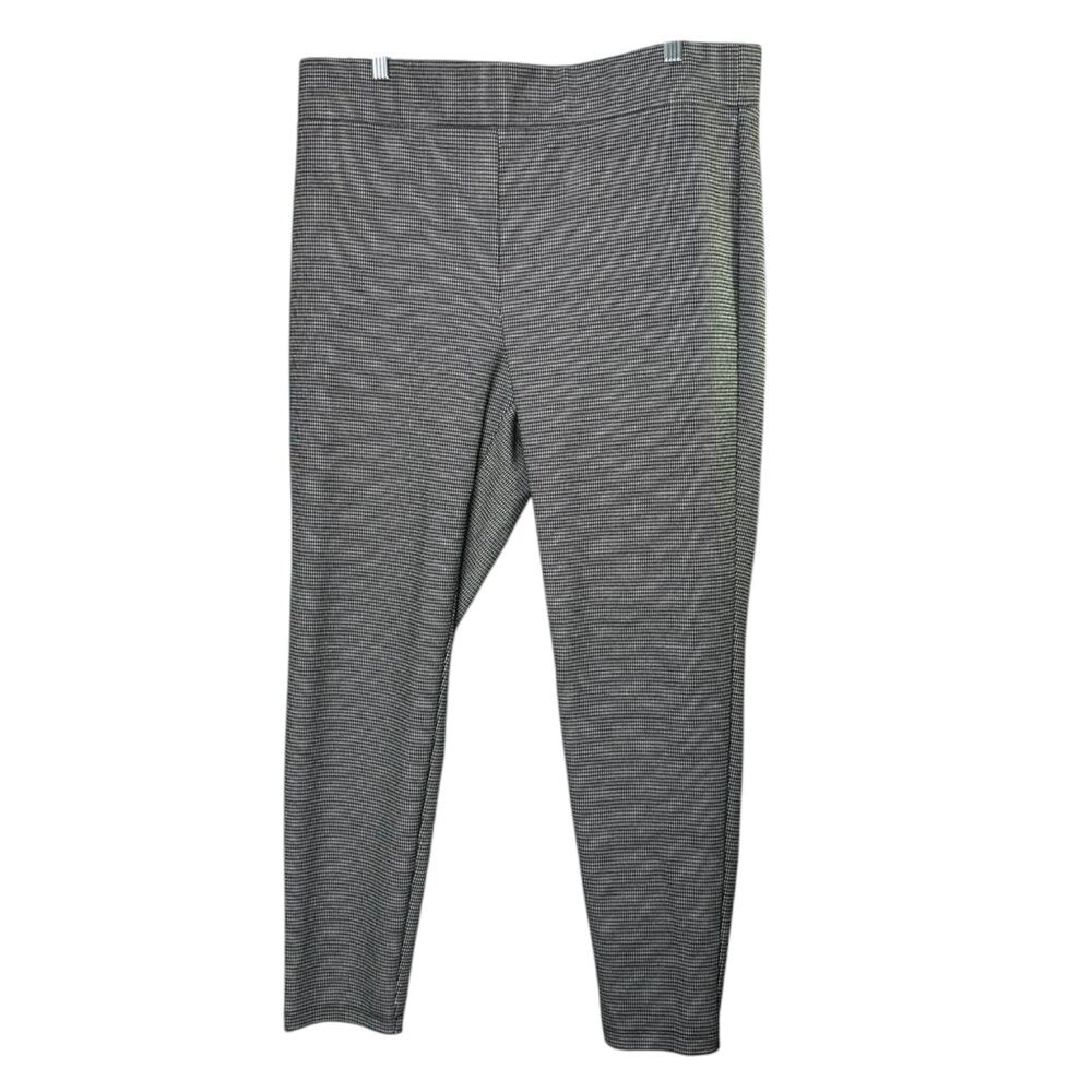 Ann Taylor LOFT Pull-On Black & White Houndstooth Pants Women's XL